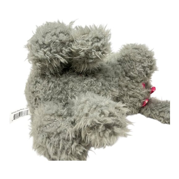 Walmart Shaggy Gray Puppy Dog Plush Pink Bow Heart - Picture 5 of 12